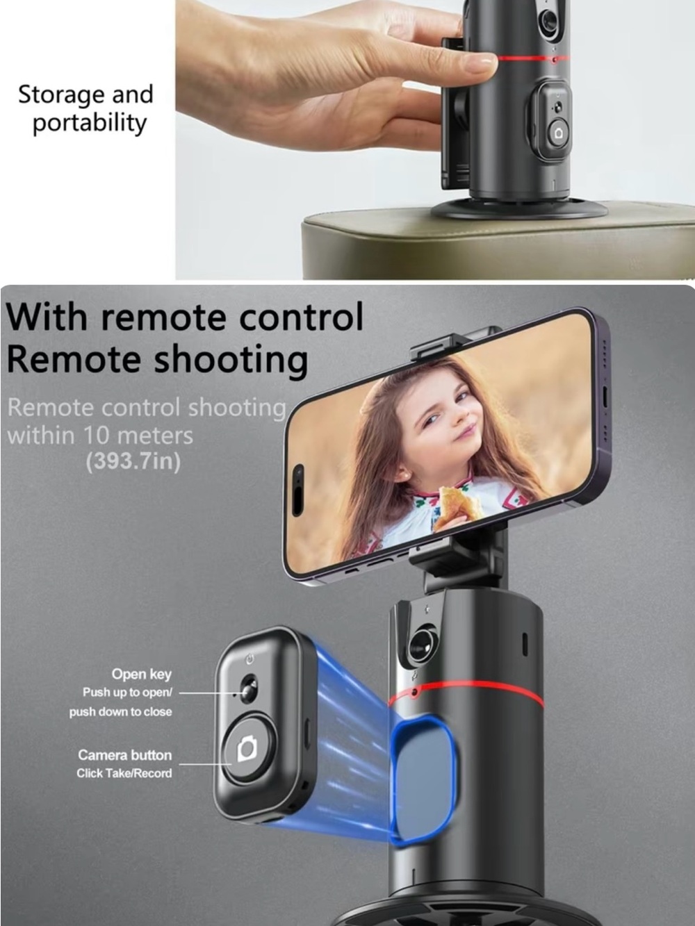 Auto-Tracking Black Smartphone Mount with Remote Control - Picture 5 of 8